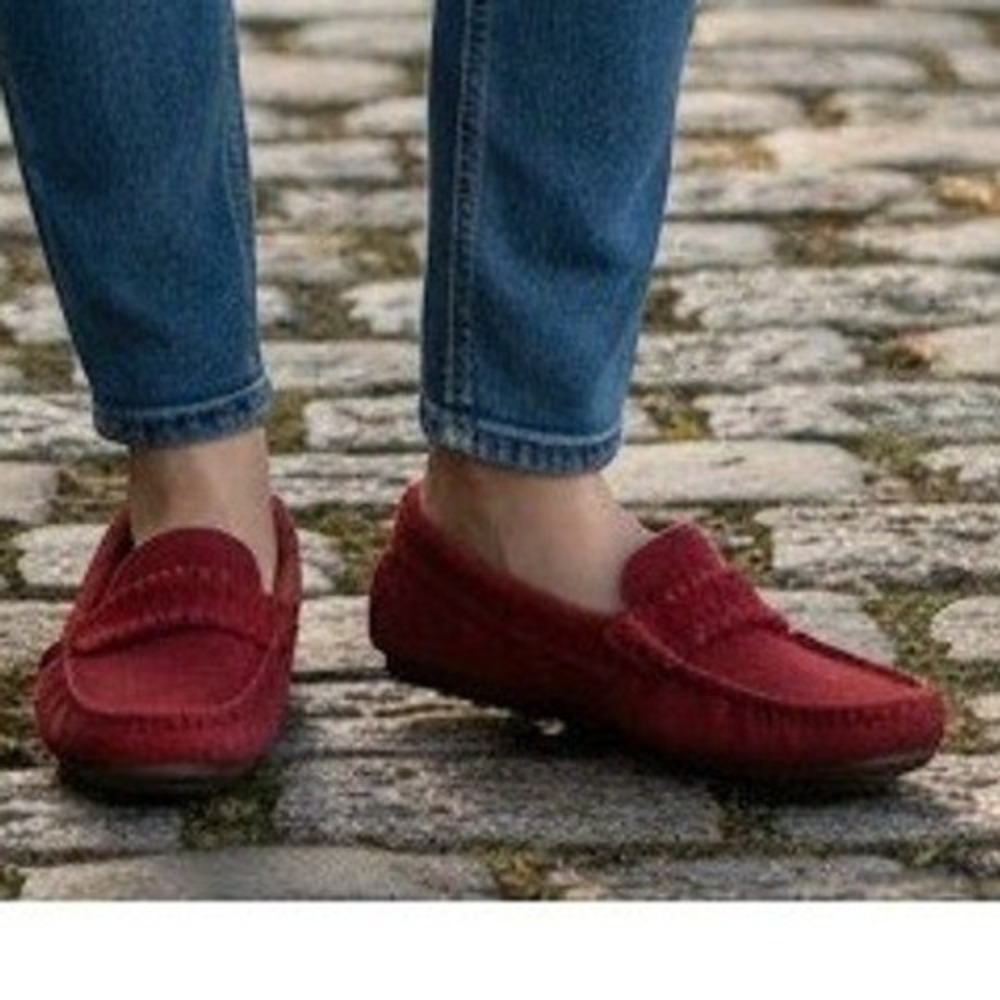 Piero Masetti Red Suede Leather Moccasins Made in Spain Loafers Womens Size 37